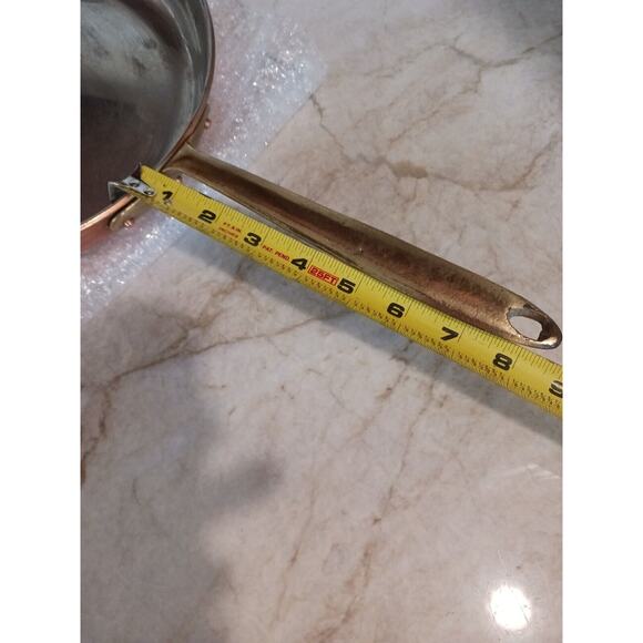 Copral Copper Skillet 10 1/4 Long Brass Handle Portugal Gourmet Cottagecore Farm - Picture 14 of 16